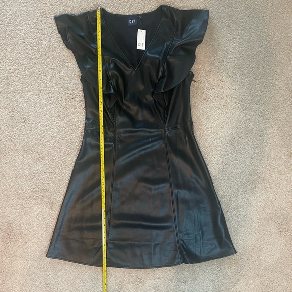 GAP, Vegan Leather, Flutter Sleeve, V-Neck  A-Line Mini Dress, Black Sz 10 Tall - Picture 13 of 15
